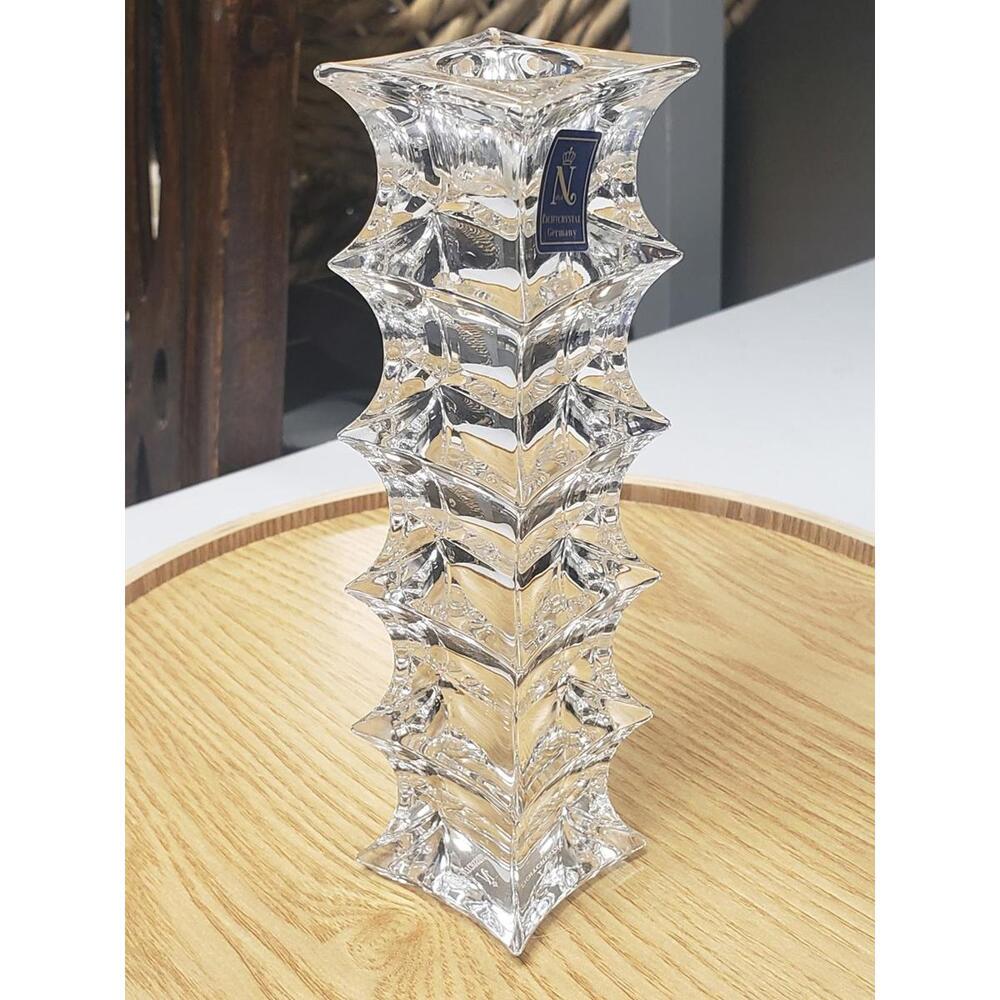 Nachtmann Licht Crystal Germany Asian Tower Design Candle Holder 6" Tall